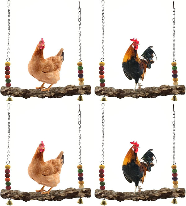 Chicken Bird Swing,Chicken Perch,Natural Wooden Swing Toys,Wood Stand for Chick,Safe and Relief