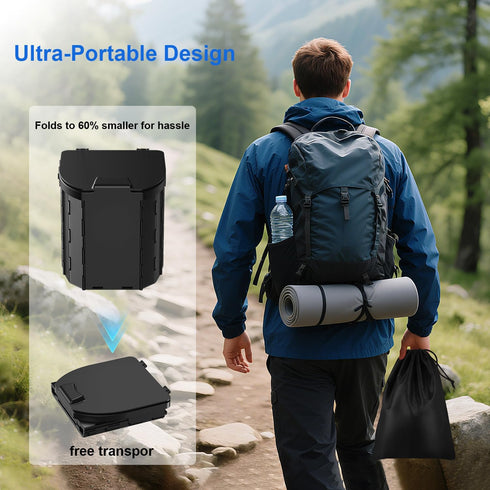 Car/RV/Hiking/Beach/Camping,450lbs Portable Toilet for Adults, Foldable Camping Toilet Travel Floding Potty with Lid