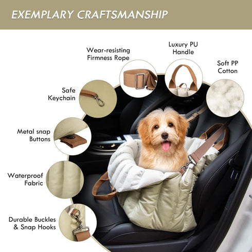 10lbs, ClevaHome Small Dog Car Seat & Travel Carrier & Pet Bed, Non-Slip Booster Seat for Dogs up to Fashionable Pet