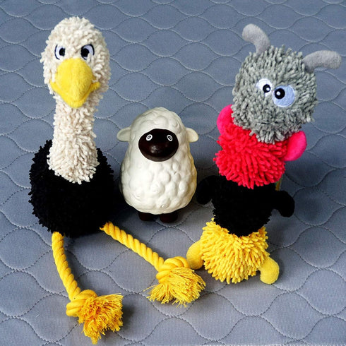 rocket & rex 3-Pack Dog Chew Toy Gift Set - Rope Toy, Rubber Squeaker, and Plush Ball for Small to Medium Breeds
