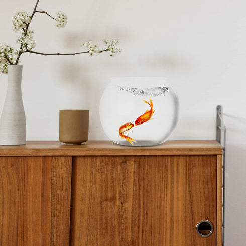 Ipetboom 1PC Desktop Fish Tank Hydroponic Container for Betta Fish, Acrylic Fish Bowl Decor, 19.5x18cm