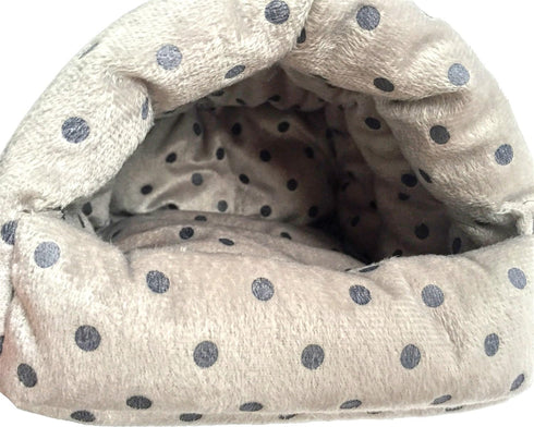 WOWOWMEOW Guinea Pig Cave Bed for Small Animals - Warm Cage Hanging Bed for Rat, Chinchilla, Rabbit (M, Dot-Grey)