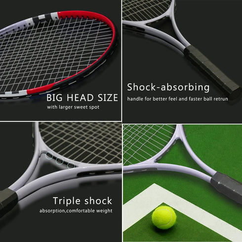 Pre-Strung Lightweight 27 Inch Tennis Racket, Recreational Adult Rackets for Men Women Students with Carry Bag