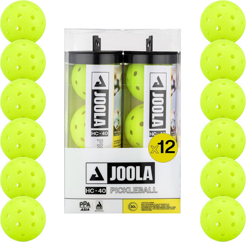 JOOLA HC-40 Hardcourt Pickleball Balls with Storage Tube - USAP Approved Balls