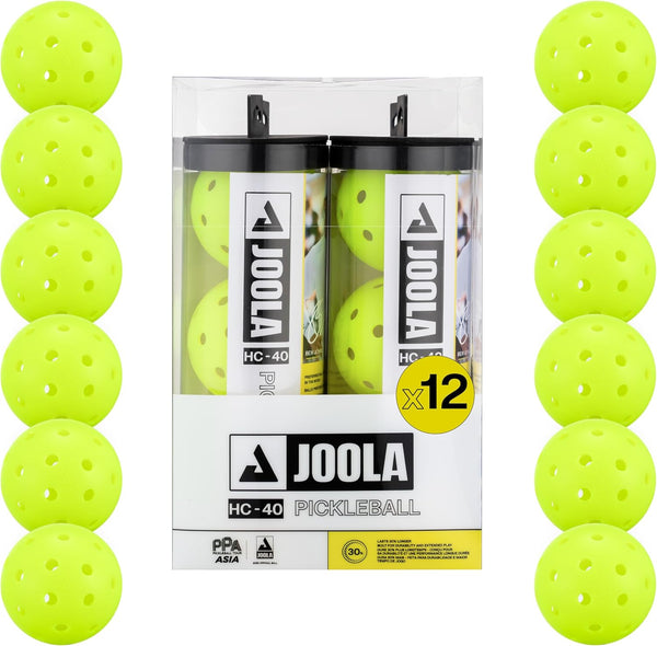 JOOLA HC-40 Hardcourt Pickleball Balls with Storage Tube - USAP Approved Balls
