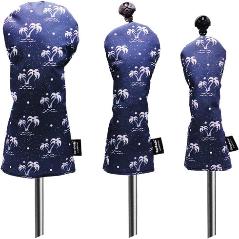 Golf Club Head Covers 3 Pack | Waterproof Cloth Head Covers for Driver/Fairway Wood/Hybrid Fit All Brands