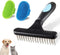 Pet Dematting Undercoat Rake + 2 Pack Dog Bath Grooming Brush, Shedding Brush Dematting Tool for Dogs and Cats, Blue