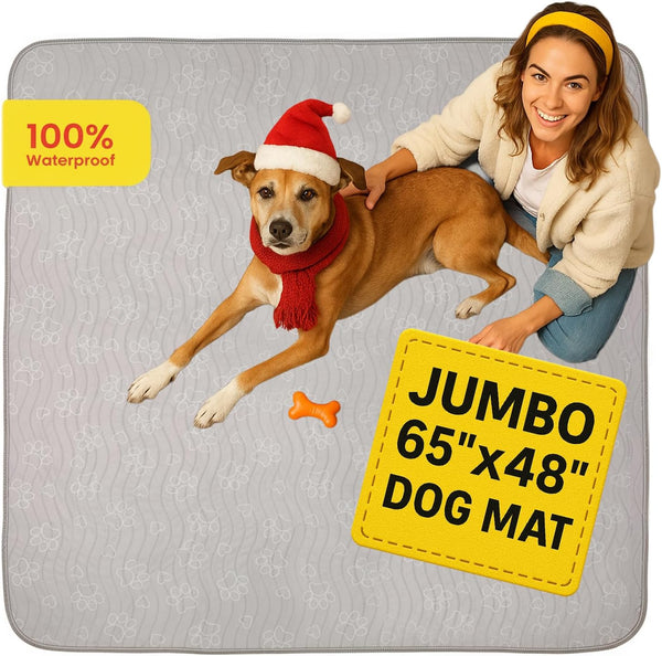 IMPROVIA Extra-Large Waterproof Dog Mat - Jumbo Washable Playpen Floor Protector, Non-Slip
