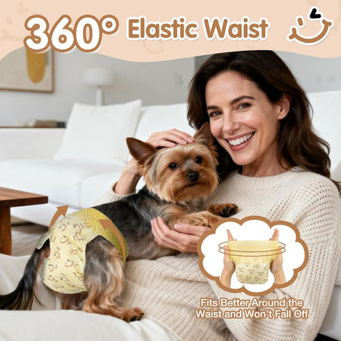 FurVeluxia 360Stretchy Period(S,60PCS) Dog Diapers Female, Pull It Up Disposable Puppy Diapers with Waist,Super