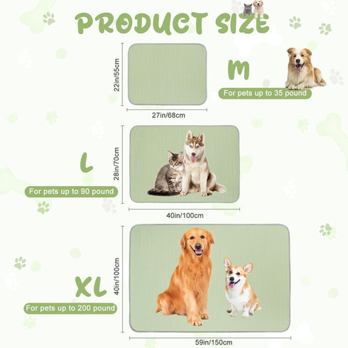 Summer Dog Cooling Mat Washable Ice Silk Self Cool Pad for Small Medium Large Dogs & Cats, Indoor & Outdoor (Green,