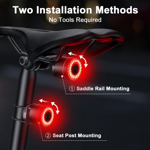 4 IPX6 Smart Bike Tail Light, Auto On/Off, Brake Sensing Rear Bike Light, USB C Rechargeable Bicycle Rear Light