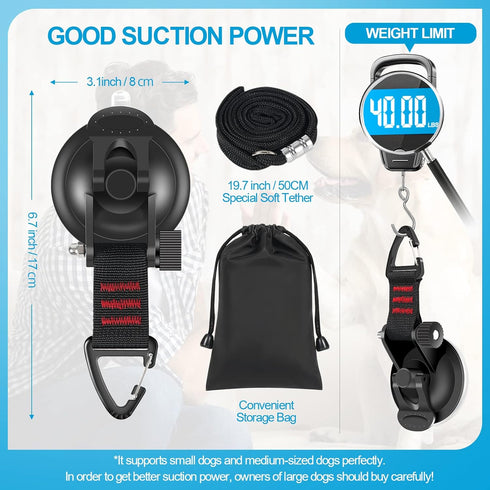 Dog Bathing Tether with Heavy Suction Cup, Soft Nylon Leash with Adjustable Collar for Pet Dog Cat Shower and Grooming