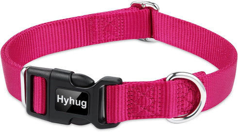 Hyhug Pets Solid Color Classic Regular Heavy Duty Basic Collar for Small Dogs, Unique Design Adjustment Triglide Slide
