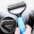 Double Sided Undercoat Rake Comb - Pet Grooming Tool for Dog and Cat Shedding, Dematting, Flea Comb Set (Blue/16 tooth)