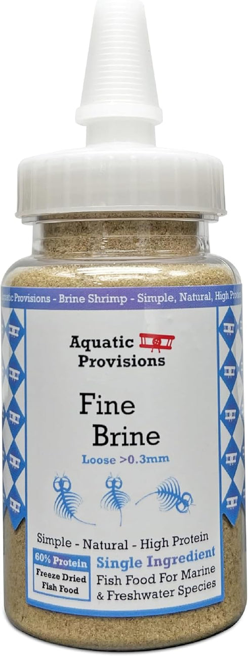 Fine Brine Shrimp Freeze Dried Fish Food, 0.5 oz, Semi-Fine Loose Particles,