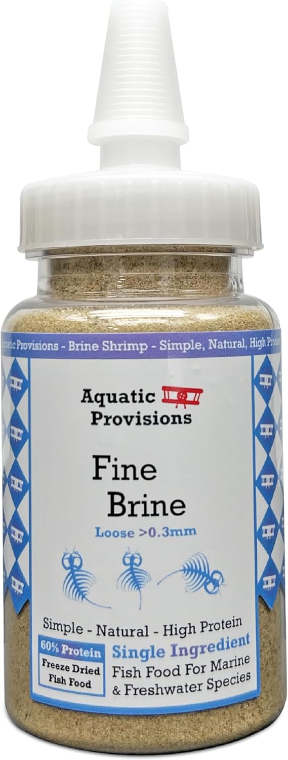 Fine Brine Shrimp Freeze Dried Fish Food, 0.5 oz, Semi-Fine Loose Particles,