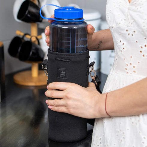 64oz) Made Easy Kit Insulated Water Bottle Carrier Neoprene Bottle Sling - Adjustable Strap Protective Sleeve Stainless