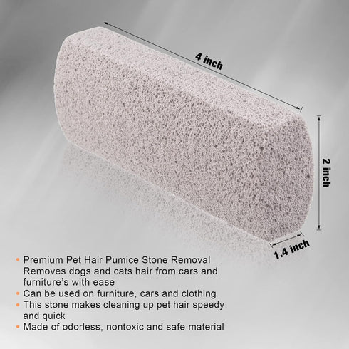 2 Pieces Pet Hair Remover for Cat Hair Removal Pumice Stone Tool Carpet Dog Fur Removal Tool for Car Couch Furniture Bedding Easy to Clean (4 Inches)