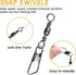 Snap Swivels Fishing Kit - Barrel Swivels with Safety Snap Connector for Saltwater, Freshwater Fishing Gear
