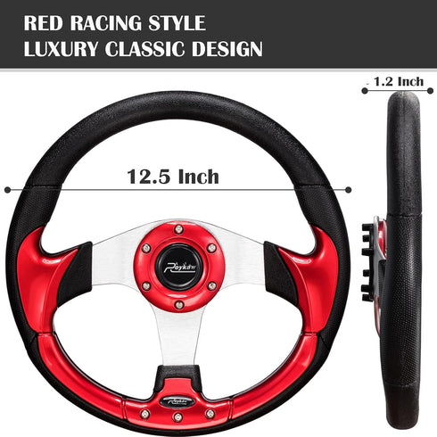 Roykaw Universal Golf Cart Steering Wheel Compatible with EZGO RXV TXT, Club Car DS Precedent Tempo, Yamaha G29