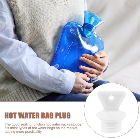 2pcs Healeved Hot Water Bag Stopper Rubber Hot Water Bottle Cap Plastic Hot Water Sack Plug Anti-Leak Hot Water Bottle