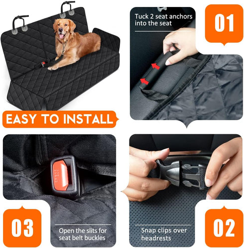 Yuntec Dog Car Seat Cover, Back Seat Cover for Dogs Pet Car Seat Protector Waterproof Bench Car Seat Cover, Non-Slip