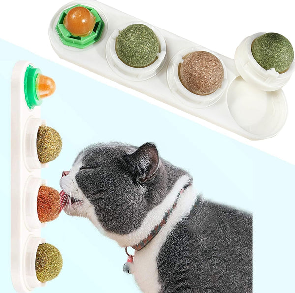 Catnip Balls Catnip Toy for Cats, Rotatable Edible Balls for Healthy Self-Adhesive Catnip