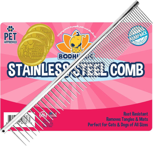Bodhi Dog Stainless Steel Comb - Metal Grooming Brush for Dogs & Cats, Reduces Shedding
