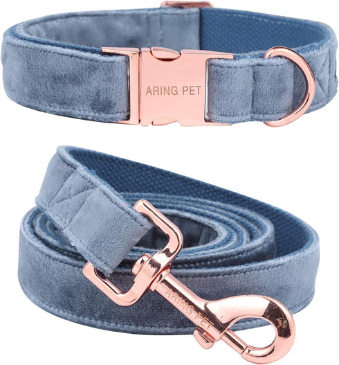ARING PET Velvet Dog Collar and Leash Set, Soft & Comfy, Adjustable for XS Dogs
