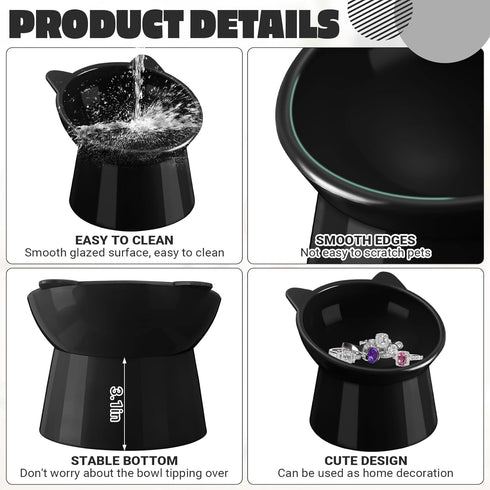 Zhehao 2 Pieces Plastic Raised Bowl Set, Tilted 15 Degrees Elevated Cat Food and Water Bowls for Small Dogs