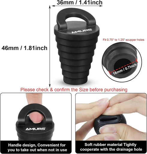 Small Kayak Scupper Plugs Kits - Drain Holes Stopper with Silicone Handle, Universal Kayak Plugs (8Pcs)