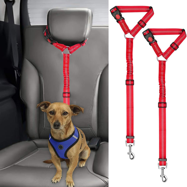 BWOGUE 2 Packs Dog Cat Safety Seat Belt Strap - Adjustable Nylon Fabric Restraints for Vehicle Seatbelts Harness