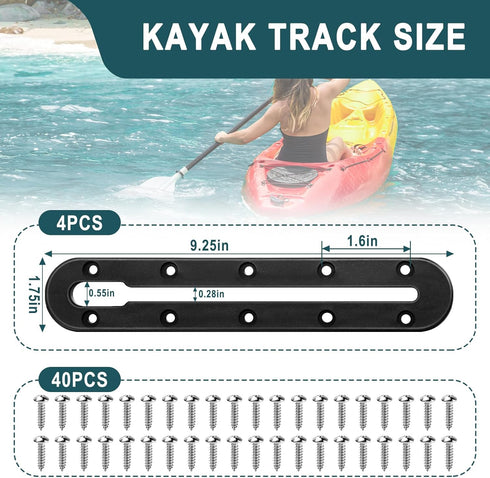 Ahuliao (9 10 4 Kayak Track Mount, Kayak Rail Track, Kayak Low Profile Gear Track Accessories for Fishing Rod Holder