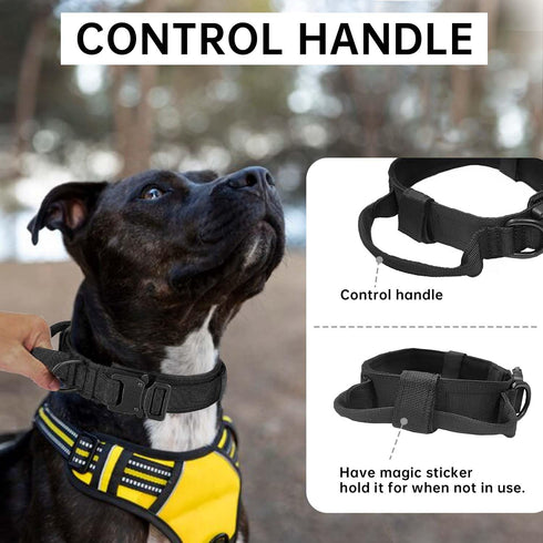 Tactical Dog Collar with Handle, Adjustable Nylon Training Collar with Heavy Duty Metal Buckle for Medium Large Dogs