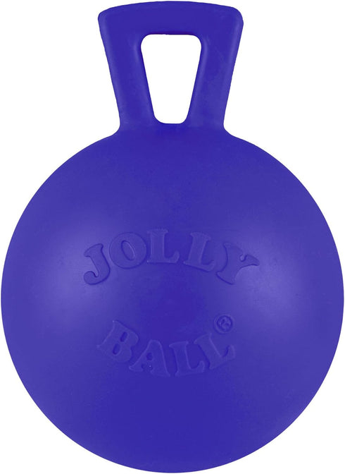 Jolly Pets Tug-n-Toss Heavy Duty Dog Toy Ball with Handle, 4 Inches/Petite, Blue for Small Breeds