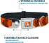 Dog Collar with Seatbelt Buckle - Tigger Stripes Orange Black, 18 to 32 Inches, 1.5 Inch Wide