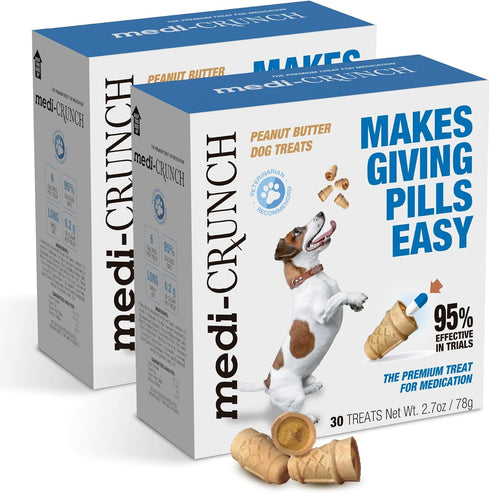 Pill Pouches for Dogs with Peanut Butter Fill, Crunchy Ice Cream Cone Treats, Capsule Size Wrap Pocket - 60 Treats