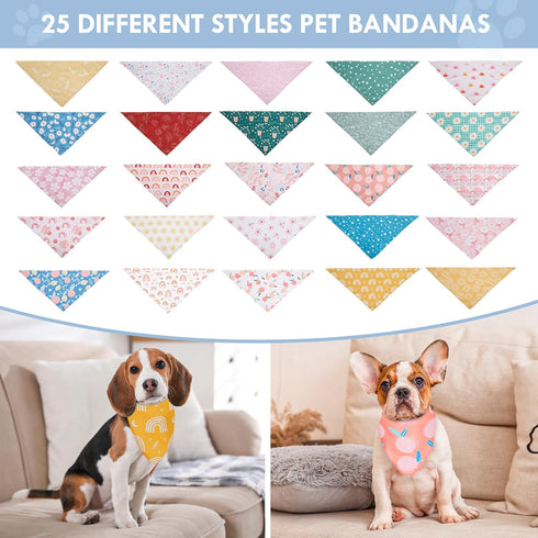 Simihiran 100 Pack Summer Dog Bandanas Bulk Spring Flower Dog Bandanas Pet Costume Dog Outfit Holiday Washable Scarf