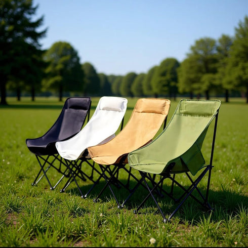 264 lbs Portable Camping Chair, High Back, Lightweight Collapsible, Moon Chair Design, Capacity (Green)