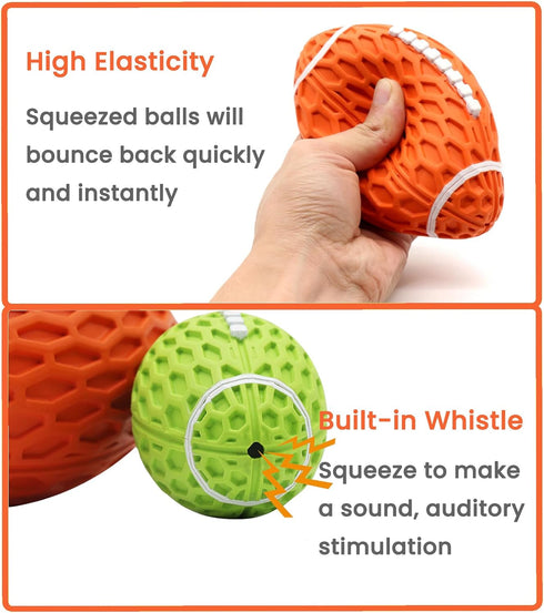 Rugby Squeaky Dog Toys for Aggressive Chewers, Durable Indestructible Football Chew Toys for Medium Large Breeds