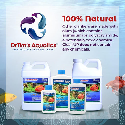 Dr.Tim’s Aquatics Freshwater Clear-UP Natural Water Clarifier, Eco-Friendly Solution for Fish Tanks, 8 Oz.