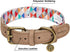 Blueberry Pet Adjustable Dog Collar, Large, Shades of Rainbow Multicolor Triangles, Genuine Full Grain Leather &