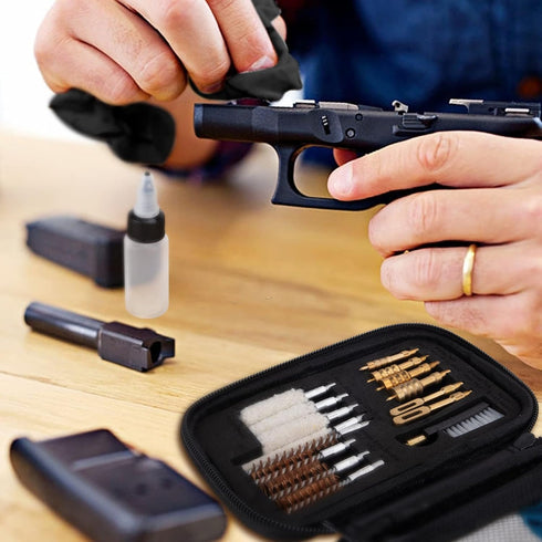 Gun Cleaning Kit, Universal Handgun Cleaning Kit 25 in 1 for .22 .357/.38/9mm .40 .45 Caliber