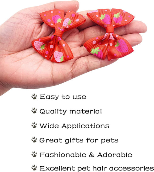 PET SHOW 20 Pairs Big Bowknot Dog Hair Bow Clips with French Barrette for Small, Medium, Large Dogs