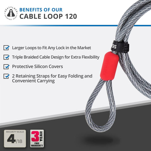 SeatyLock Bike Cable Lock, Anti Theft Triple Braided Steel Cable, Universal Fit Flexible Locking Cables