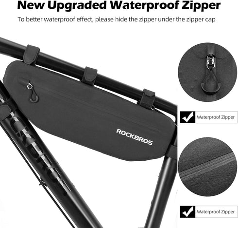 ROCKBROS Waterproof Bike Frame Bag - Triangle Bag for Bicycle Under Top Tube Storage