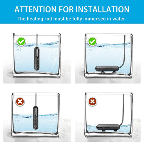 YukiHalu Mini Fish Tank Heater 25/50/100/150W with Protective Cover, Digital Display, Adjustable Temperature for 5-30