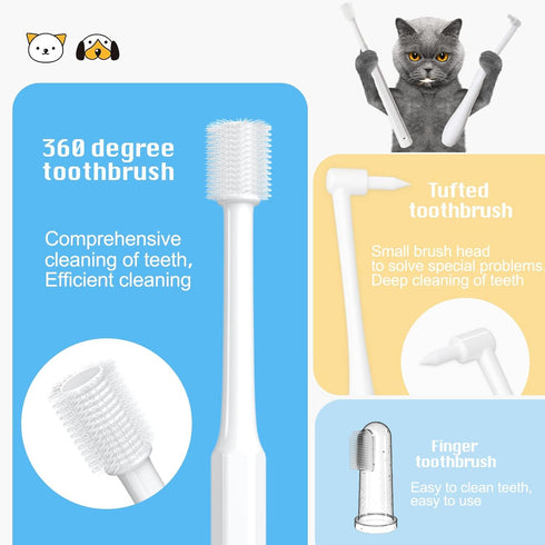 Samll Small Dog Toothbrush Kit,Puppy Tooth Brushing Kit, Suitable for All Puppy and Dogs Dental Care. White, Soft