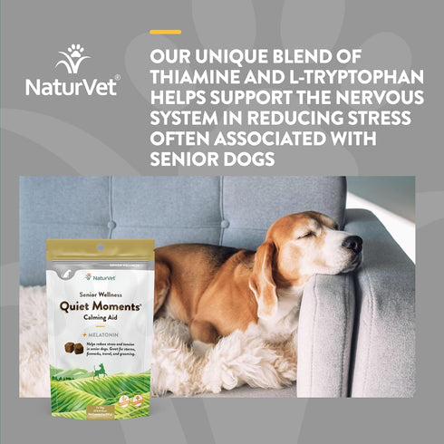 65 NaturVet Quiet Moments Calming Aid Dog Supplement, Helps Promote Relaxation, Reduce Stress, Storm Anxiety, Motion