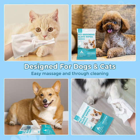 Vannon Extra Thick Pet Bathing Wipes for Dogs & Cats, Cleaning & Deodorizing, 4 Pack, 24 PCS